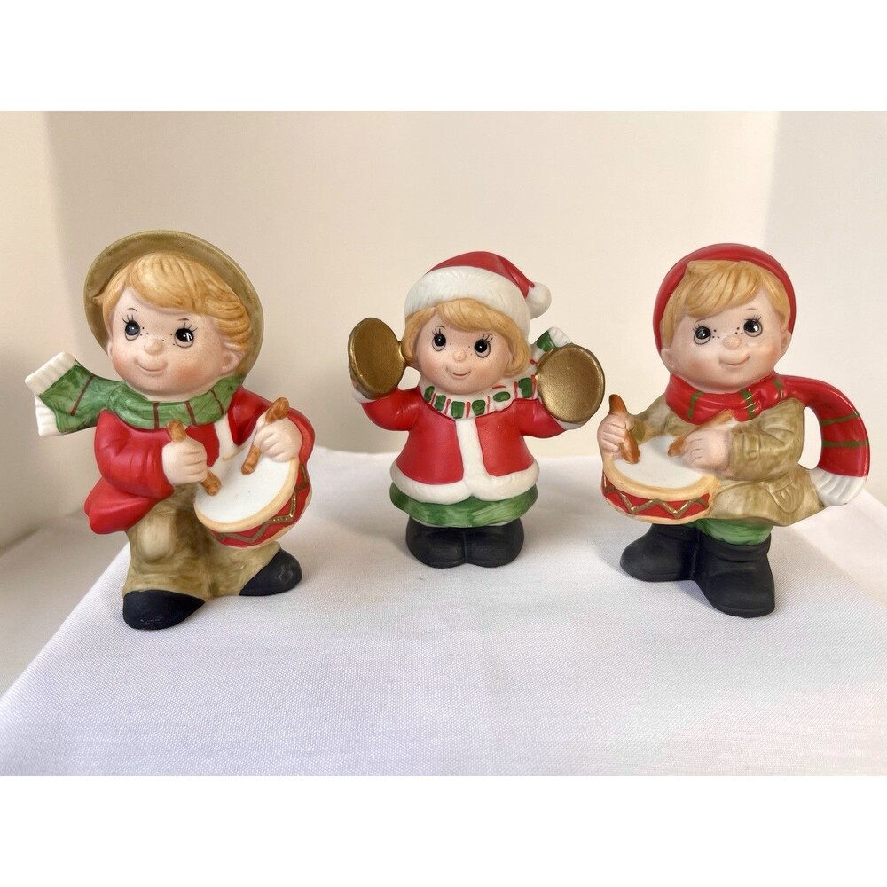 Vintage Home Interiors Homco Christmas Drummer Boys Cymbal Girl Figurines #5106
